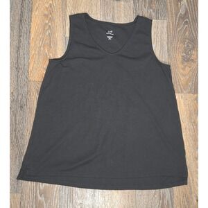 JJill Black Pima V-Neck Tank Top 100% Pima Cotton Sleeveless Petite Medium